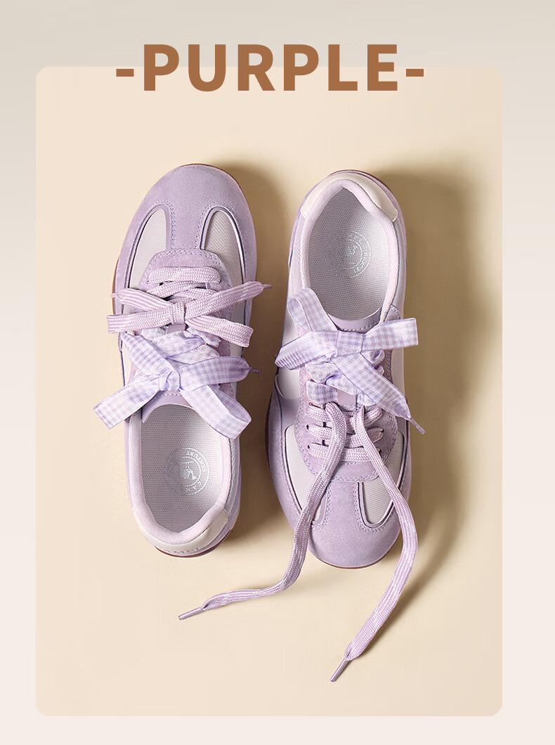 CAMEL Women's Retro Sweet Style Lightweight Comfortable Casual Sneakers L26S577186 Purple Size 35 11
