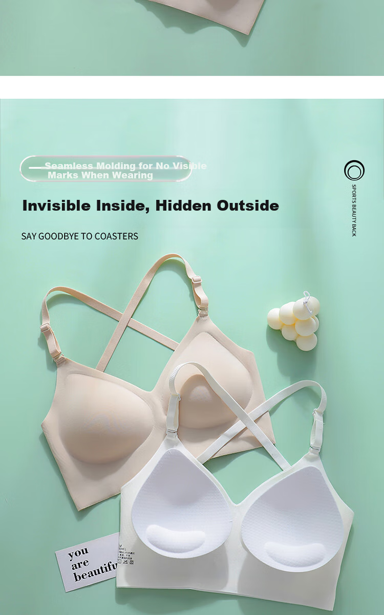 MiiOW Summer Lightweight Foundation Liquid Bra Women's Backless Wireless Bra Small Chest Enhancing Anti-Sagging Bra 12