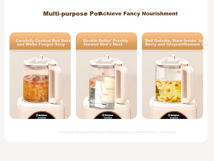 Westinghouse WPB15J9 Soft Sound Blender Household Soy Milk Maker 1.5L Heating Fully Automatic Mixer Titanium Coating Anti-Scald Noise Reduction Baby Food Processor 16