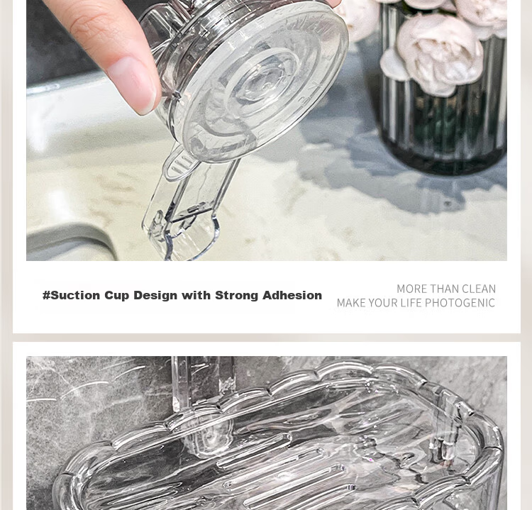 Bydoll Suction Cup Soap Dish Wall-Mounted Single-Layer Draining No-Drill High-End Home Bathroom Balcony Soap Holder Organizer 19