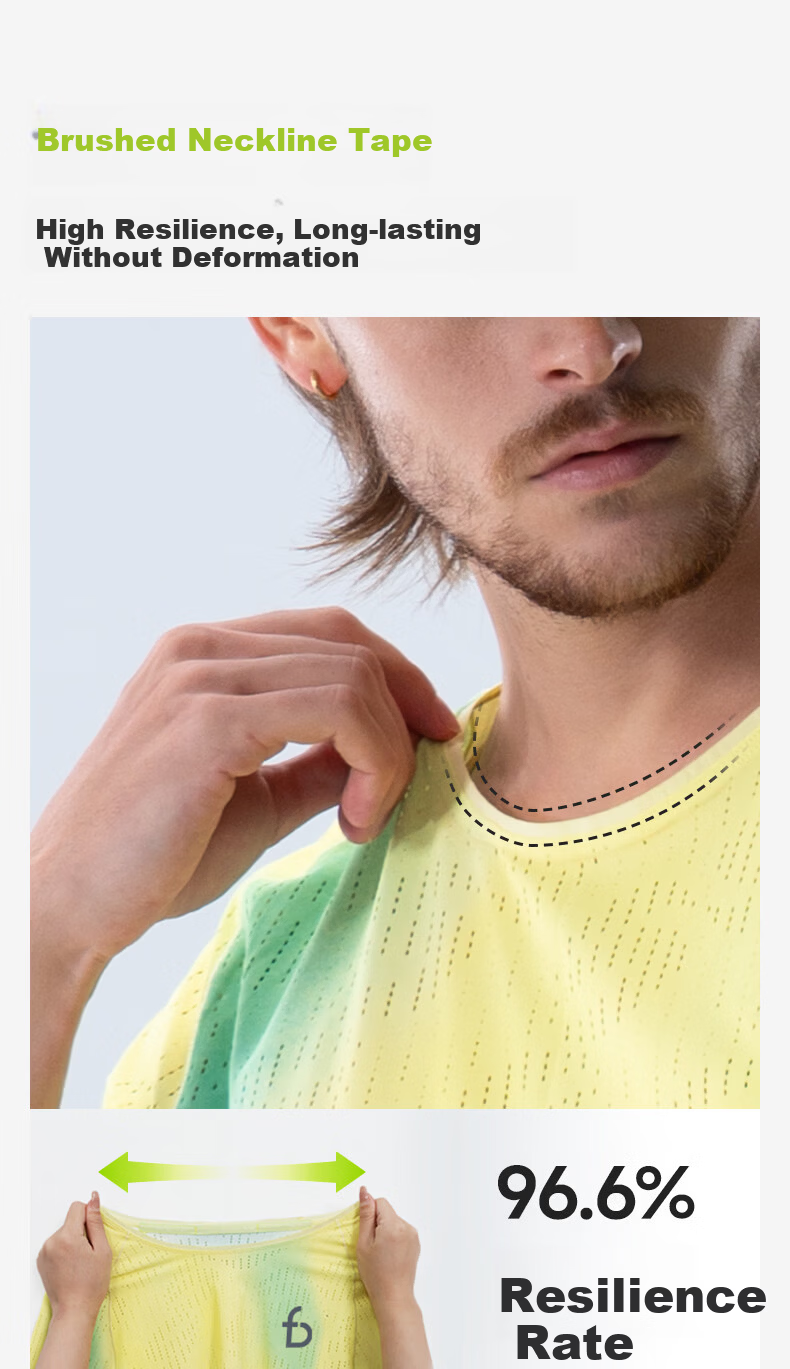 Feibit [Wind Tunnel Short Sleeve 4.0] Men's Quick-Dry Anti-Chafing Marathon Training Breathable T-Shirt Spring Bud XL 7