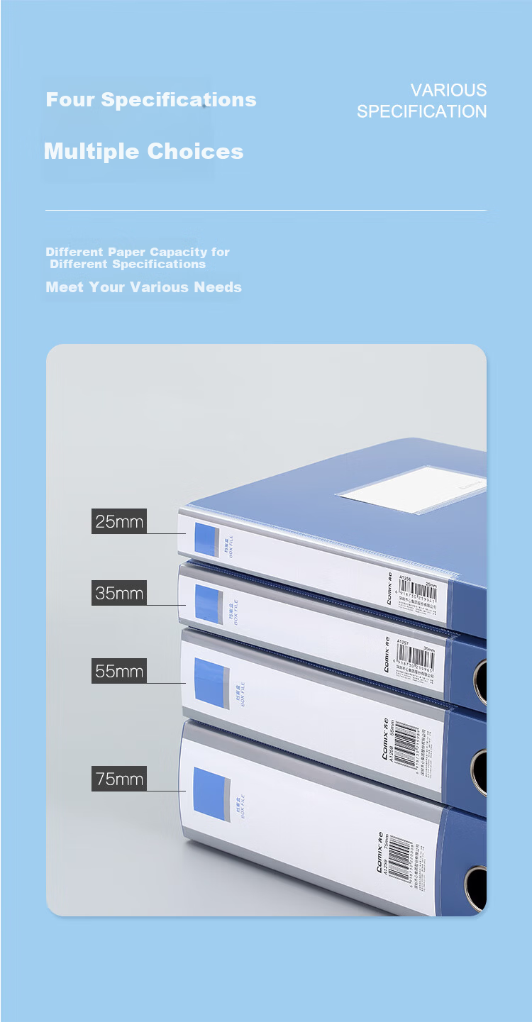 COMIX 35mm Thickened Velcro File Box/Document Box/Data Box A4 Blue 8