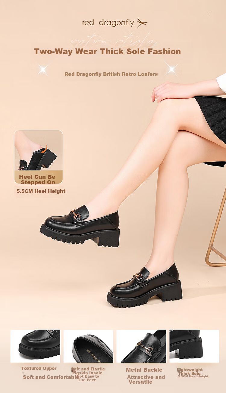 Red Dragonfly Women's Breathable Comfortable Loafers Soft Sole Slip-On Commuter Low-Cut Flats WTB354511 Black Size 36 1