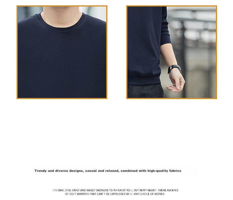 ROMON Men's Sweatshirt, Spring And Autumn Round Neck Loose High-End Long-Sleeve T-Shirt, Comfortable Base Layer Jacket for Men, 8939 Dark Gray 2XL 7