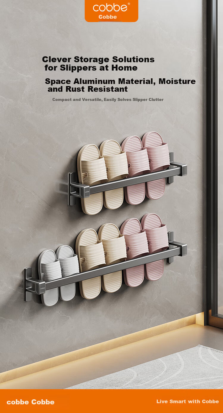 Cobbe Suction Cup Slipper Rack Bathroom No-Drill Wall-Mounted Shoe Storage Draining Organizer for Toilet 3