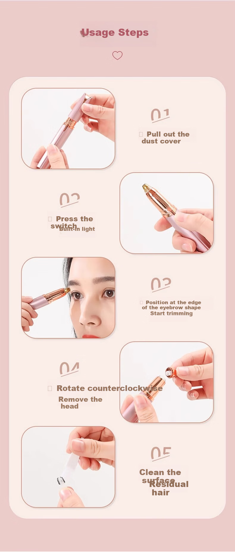 Sidomi Electric Eyebrow Trimmer 1pc Advanced Portable Eyebrow Groomer Safe Anti-Scratch Women’s Eyebrow Shaping Tool 12