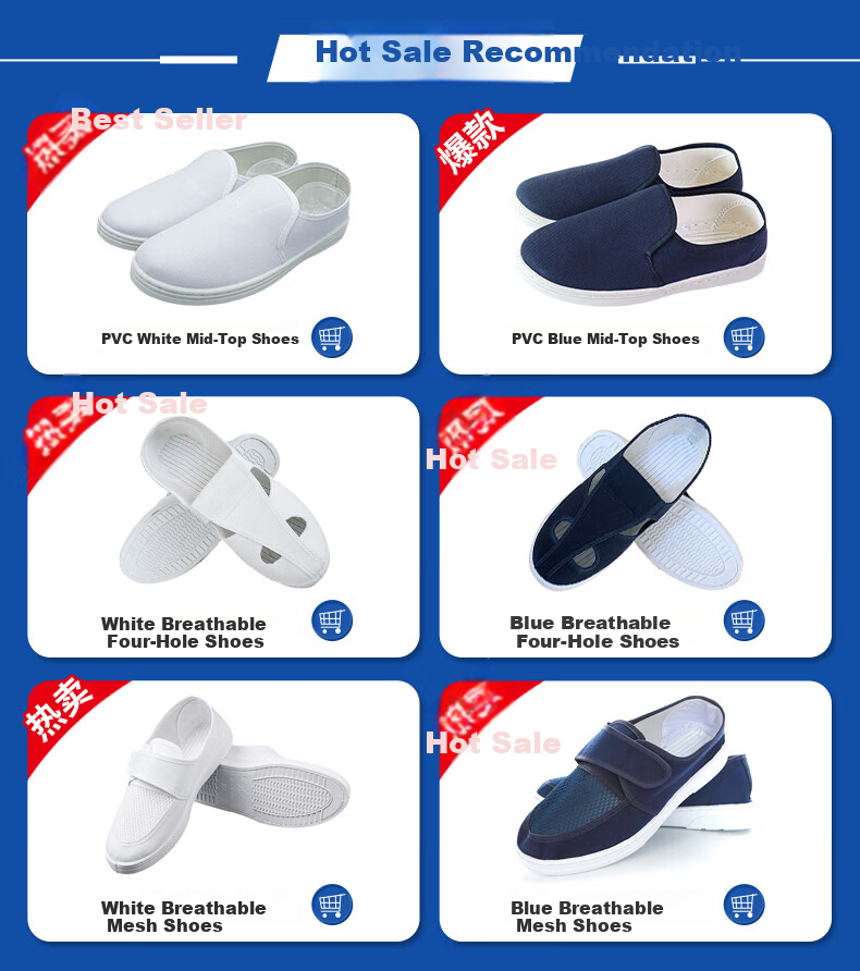 BAIGE Anti-Static Shoes, Dust-Free Shoes, Electronic Factory Men's And Women's Breathable Workshop Anti-Static Four-Hole Shoes, Work Shoes, Blue, Size 40, CW208512 1