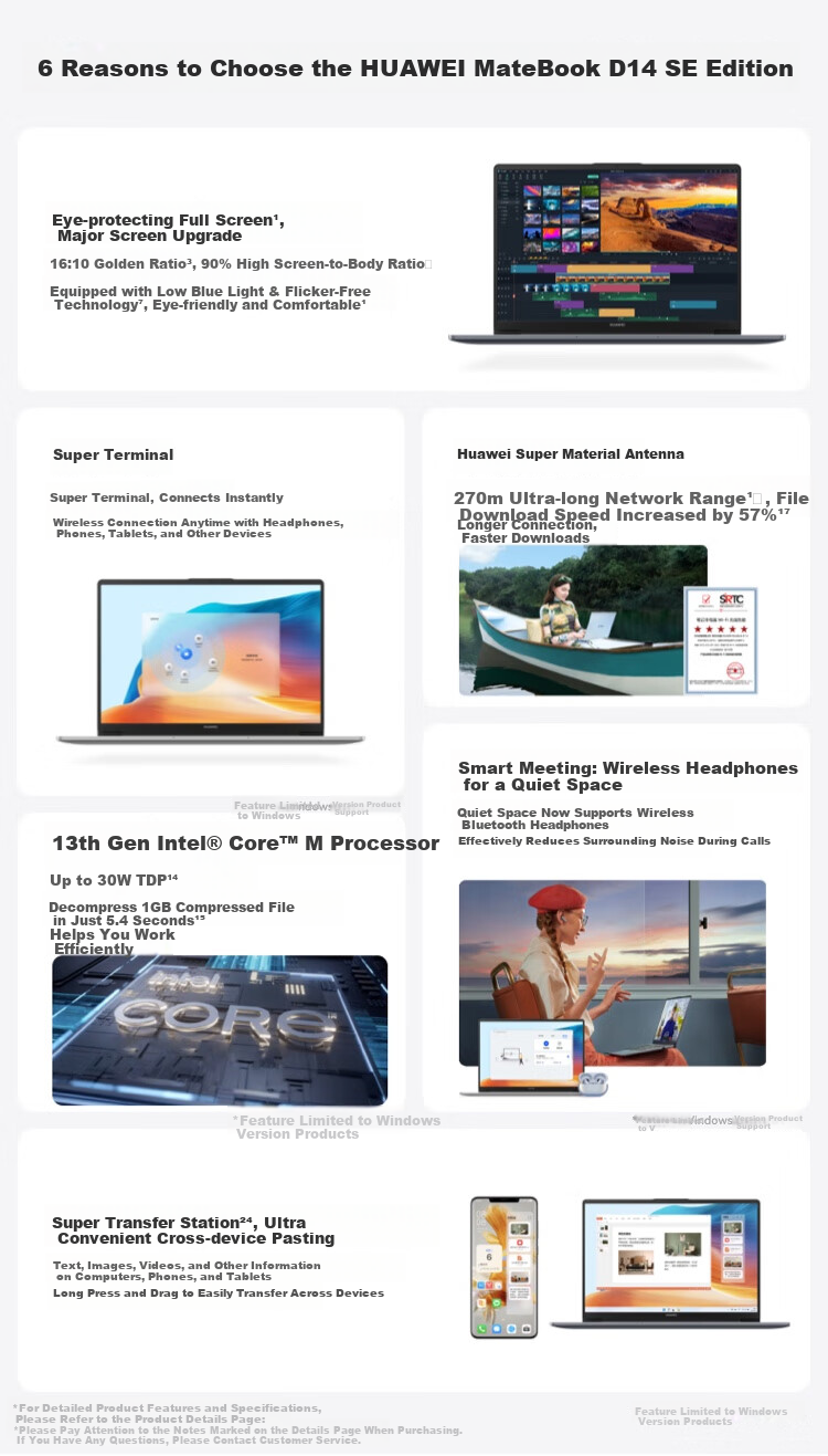 Huawei MateBook D 14 SE V20 Pre-installed Windows Lightweight Laptop 13th Gen Core i5 16GB 1TB Moonlight Silver 1