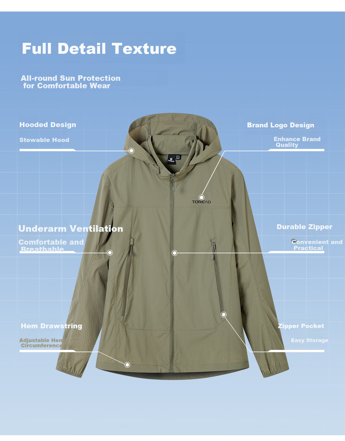 TOREAD Women's Sunscreen Jacket 26 New Outdoor Breathable Skin Jacket UV Protection UPF50+ Sun Protection TAZZBO82763 7