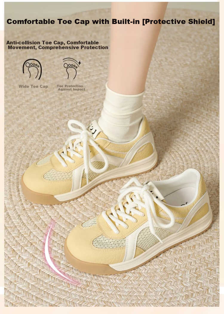 Zhuoshini Women's Thick Sole Derby Shoes Casual Breathable Mesh Sneakers Yellow Size 39 2