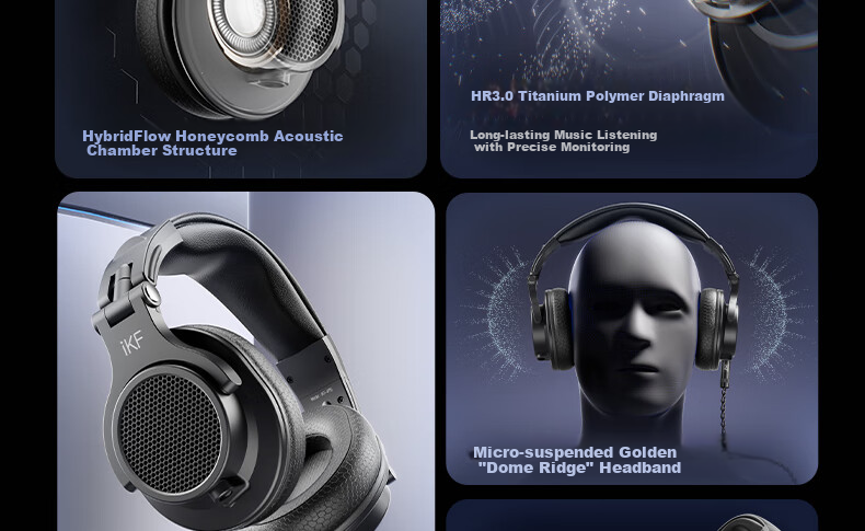 IKF VP5 Over-Ear Wired Headphones High-Fidelity HiFi Sound Fully Closed Monitoring Studio Recording Gaming FPS Mic Computer Mobile Universal 5