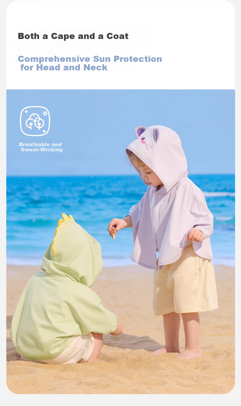 Kidsneed Baby Sun Protection Clothing Children's Sun Protection Cape Baby Ice Silk Sun Protection Suit Boys and Girls Sun Protection Clothes 1-3 Years Summer 12