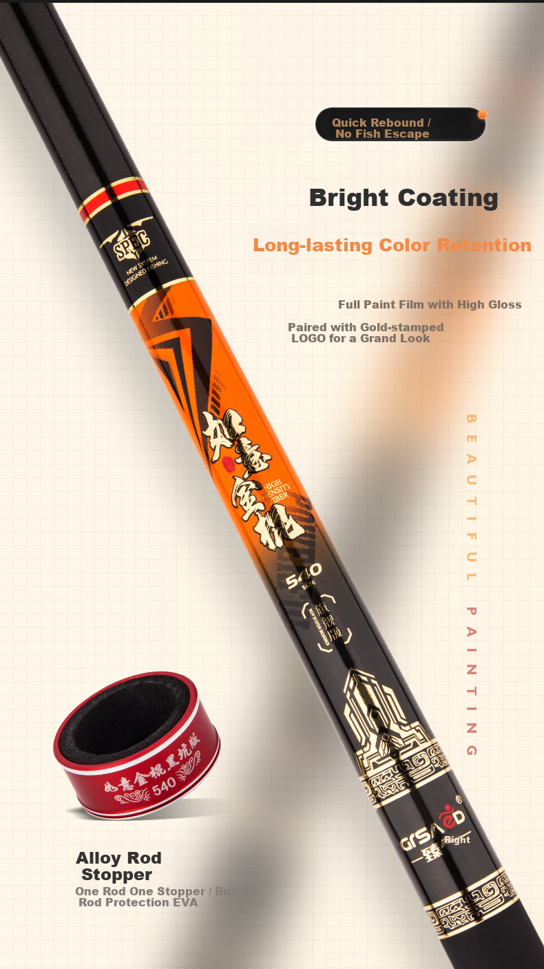 Grsaed Ruyi Golden Rod 5.4m Carbon Fiber 19-Tone 6H Competitive Black Pit Fishing Rod Set for Crucian Carp and Carp 11