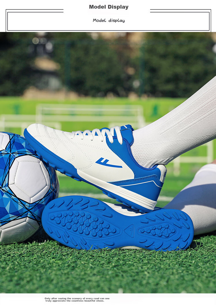 Warrior Soccer Shoes Professional Competition Training Shoes Durable Soft Sole Studded Sports Shoes WXY-N723T Dark Blue Size 36 2