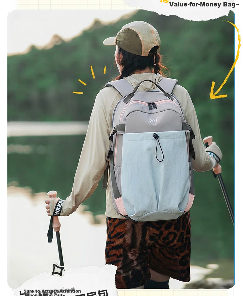 361° Outdoor Sports Backpack Laptop Bag Travel Lightweight Hiking Bag Student School Bag Large Capacity Double Shoulder Backpack 7