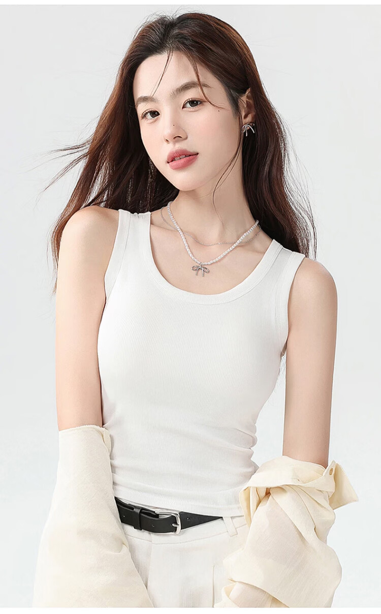 Langsha Pure Cotton Women's Camisole Vest with Chest Pad, Spring Summer Inner Wear, Side Breast Coverage, Slim Fit Sleeveless Top 14