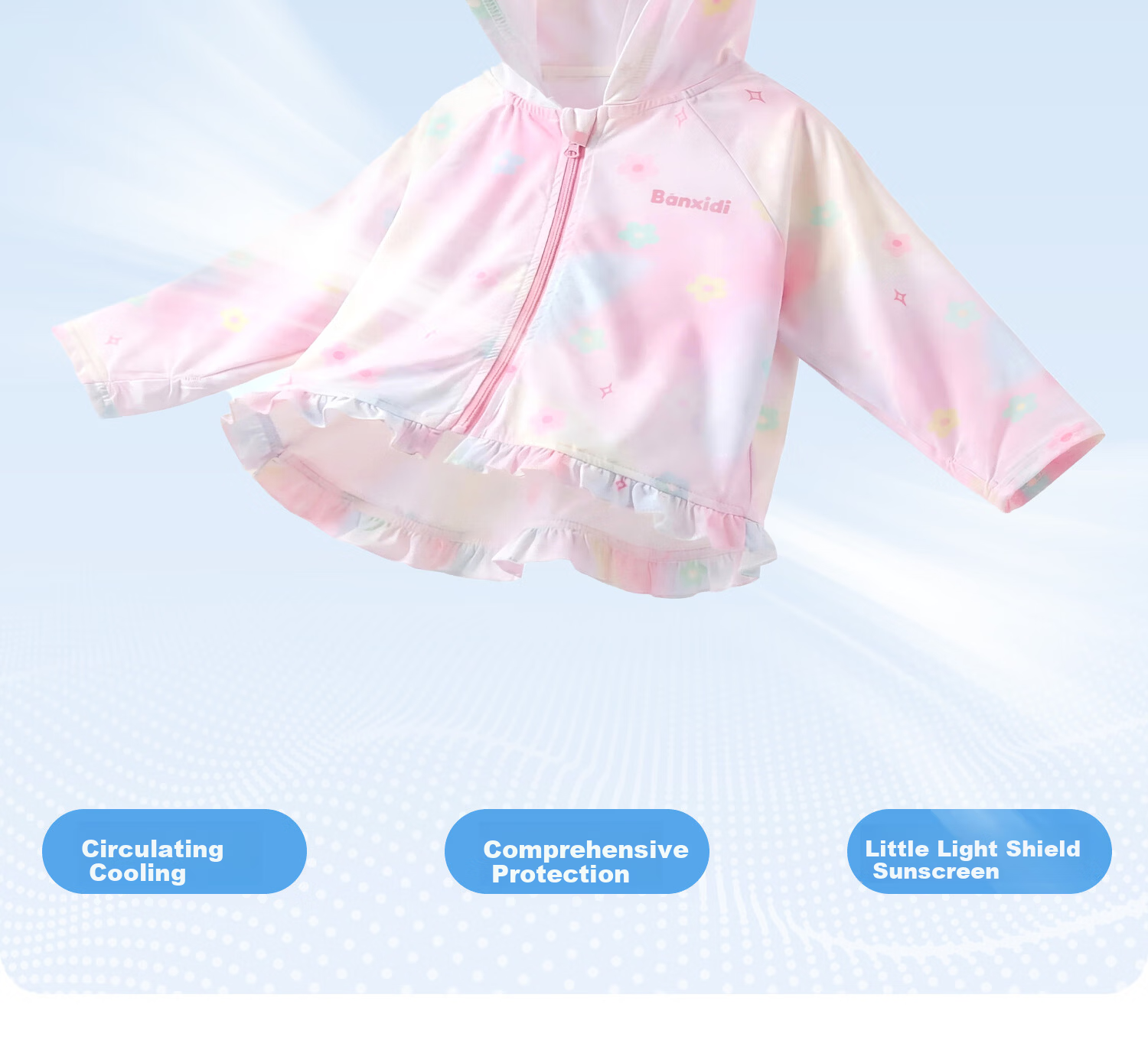 Banxidi Girls' Summer Sun Protection Jacket UPF50+ Children's Ice Silk Lightweight Baby Skin Jacket UV Protection 6
