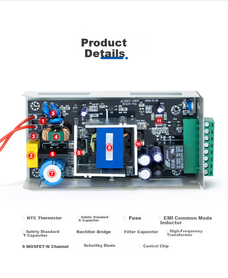 Dongwei Facial Recognition Attendance Machine Access Control 12V5A Power Supply Controller Box 7