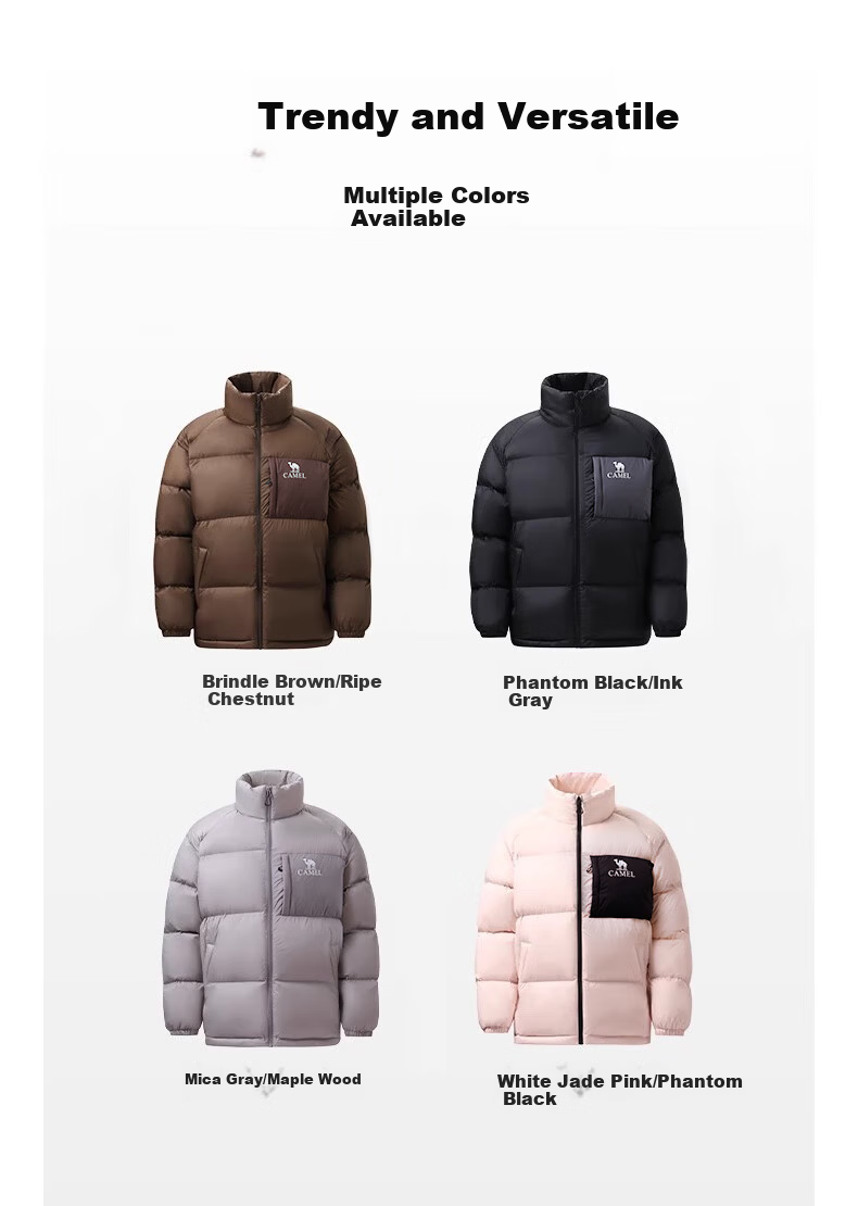 CAMEL Outdoor Down Jacket Unisex Thickened Graphene Warm Water-Repellent Puffer Coat 04/B/D/J Random Delivery 31