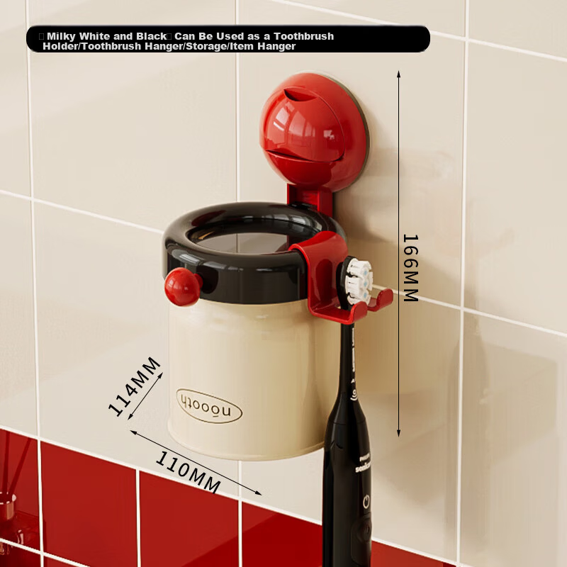 Noshi Magnetic Suction Mouthwash Cup Toothbrush Holder No-Drill Wall-Mounted Toothbrush Cup Milk White Black