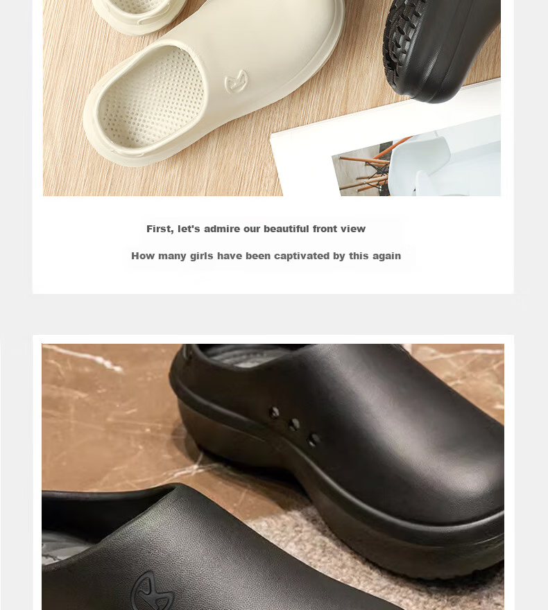 FOOTOPPO Height-Increasing Open-Toe Nurse Shoes Women's Medical Slip-On Non-Slip Surgical Clogs 6