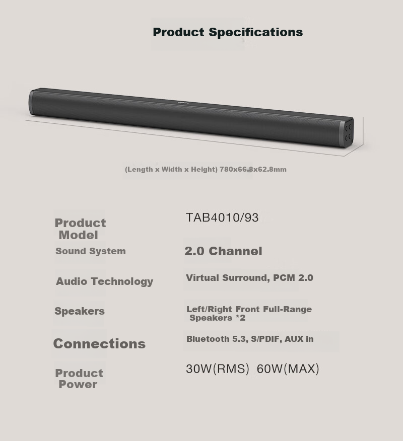 PHILIPS TAB5560/93 Smart Karaoke Soundbar TV Speaker Home Theater KTV Set Living Room Surround Wireless Bluetooth Speaker with Dual Microphones 12