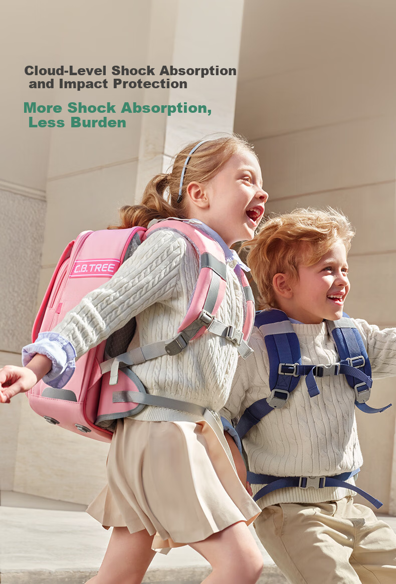 Cambridge Tree School Backpack for Primary Students Grades 1-3-6, Pressure-Relief Spine Protection, Anti-Drop Large Capacity Bag, Peach Pink, Large Size 15