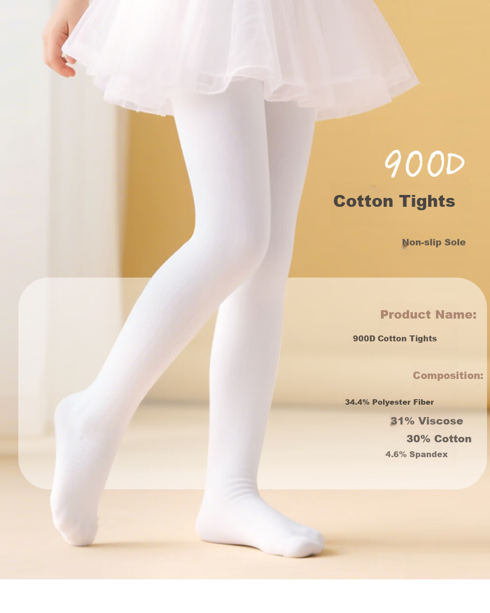 Aiwugo Girls' Tights Autumn Winter Leggings Children's Dance Socks White Seamless Non-Slip Socks White S 1