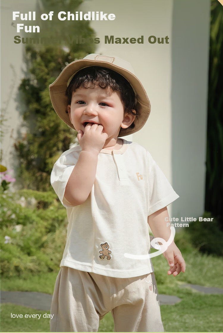 Balabala【balaOne】Baby Short Sleeve T-Shirt Infant Top 2026 Soft Comfortable Fresh Cute 3