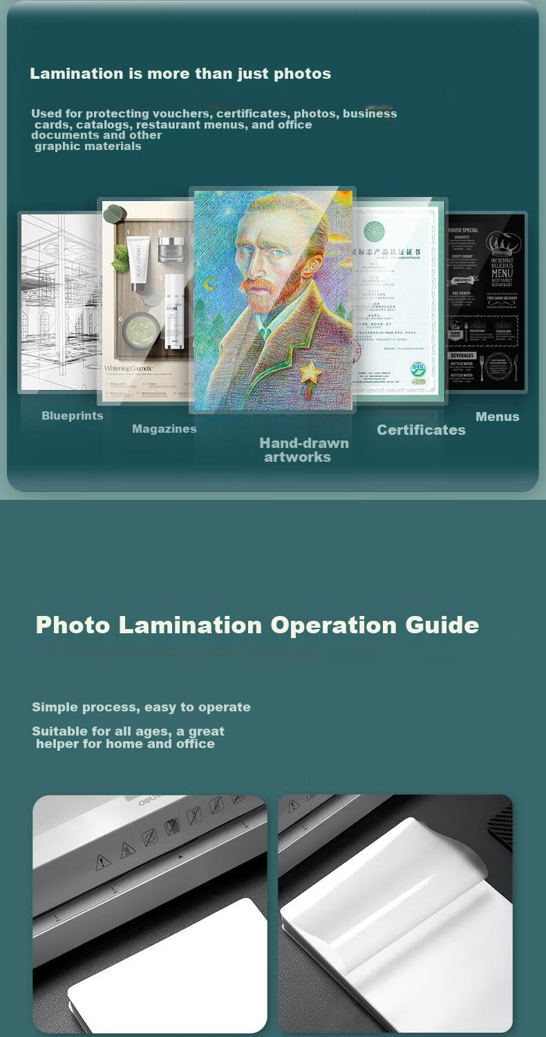 Deli Laminating Pouches, A4 Size, for Documents And Photos, Laminating Machine Film, High-Quality Specialized Card Protection Film/laminating Paper, 220*305mm A4, 200 Sheets/pack, 80 Microns Thickness, Bulk Pack GQ885 4