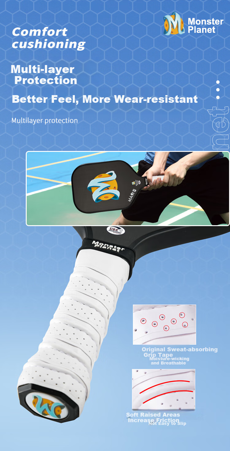Monsterplanet Monster Planet Pickleball Paddle Set Japanese Imported T700 Matte Carbon Fiber Integrated USAPA Certified 6