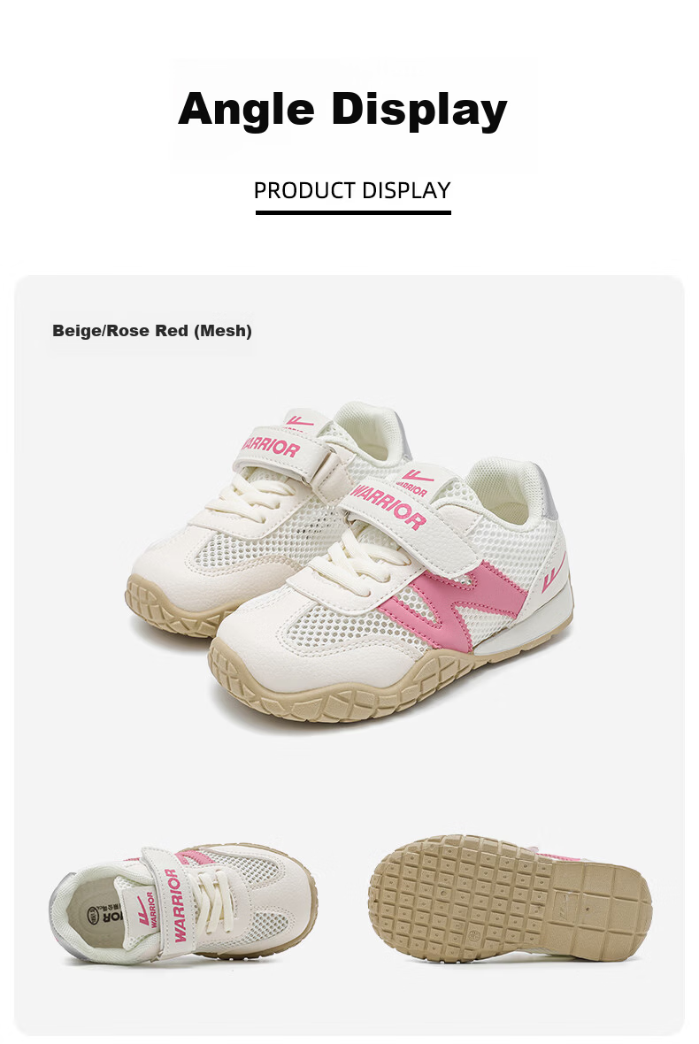 Warrior Boys Summer Sports Shoes Single Mesh Children's Running Shoes Breathable Girls Mesh Shoes WZ-2026 Beige/Purple 34 14