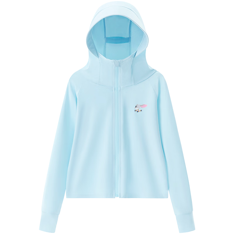 Disney Girls' Sun Protection Clothing, Summer Ice Silk Sunscreen Jacket, Judy Hooded Coat, Cool And Breathable, UPF50+, Blue, Size 140