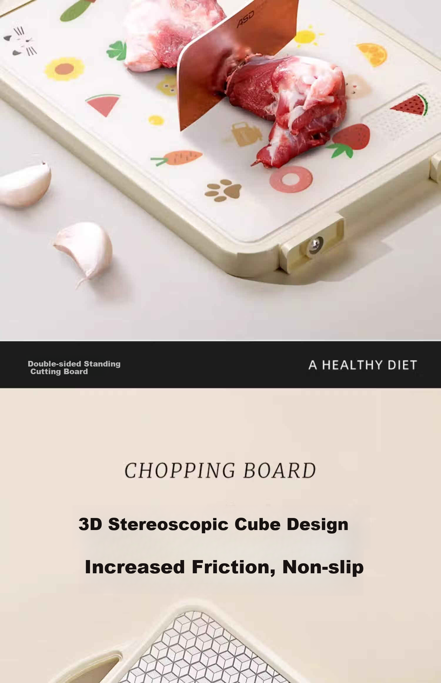 Deming Stainless Steel Antibacterial Mold-Resistant Double-Sided Kitchen Cutting Board for Home Use Fruit and Vegetable Chopping Board 11