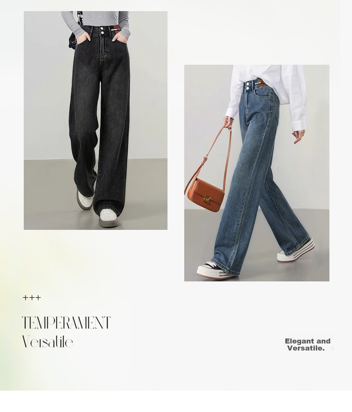 She Enjoy Women's High-Waist Slim Wide-Leg Fashion Draped Straight-Leg Pants T51N079 3