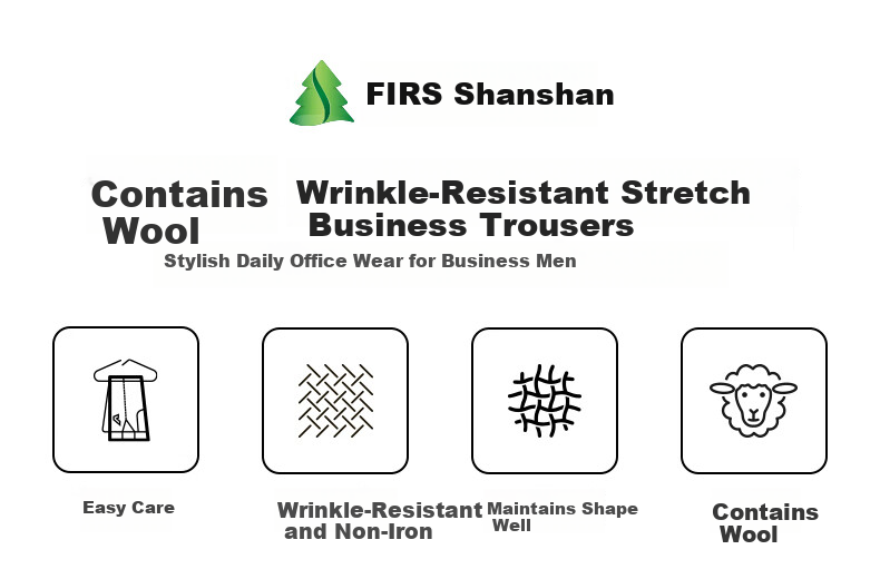 FIRS Men's Wool Blend Spring Autumn Business Loose Fit Commuter Dress Pants Straight Leg Casual Trousers 1