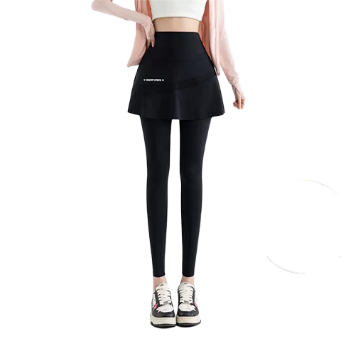 LangSha Shark Skirt Yoga Pants for Women, Spring And Summer Wear, Slimming Effect, Fake Two-Piece Design, Fitness Workout Leggings with Skirt, All-In Skirt Pants