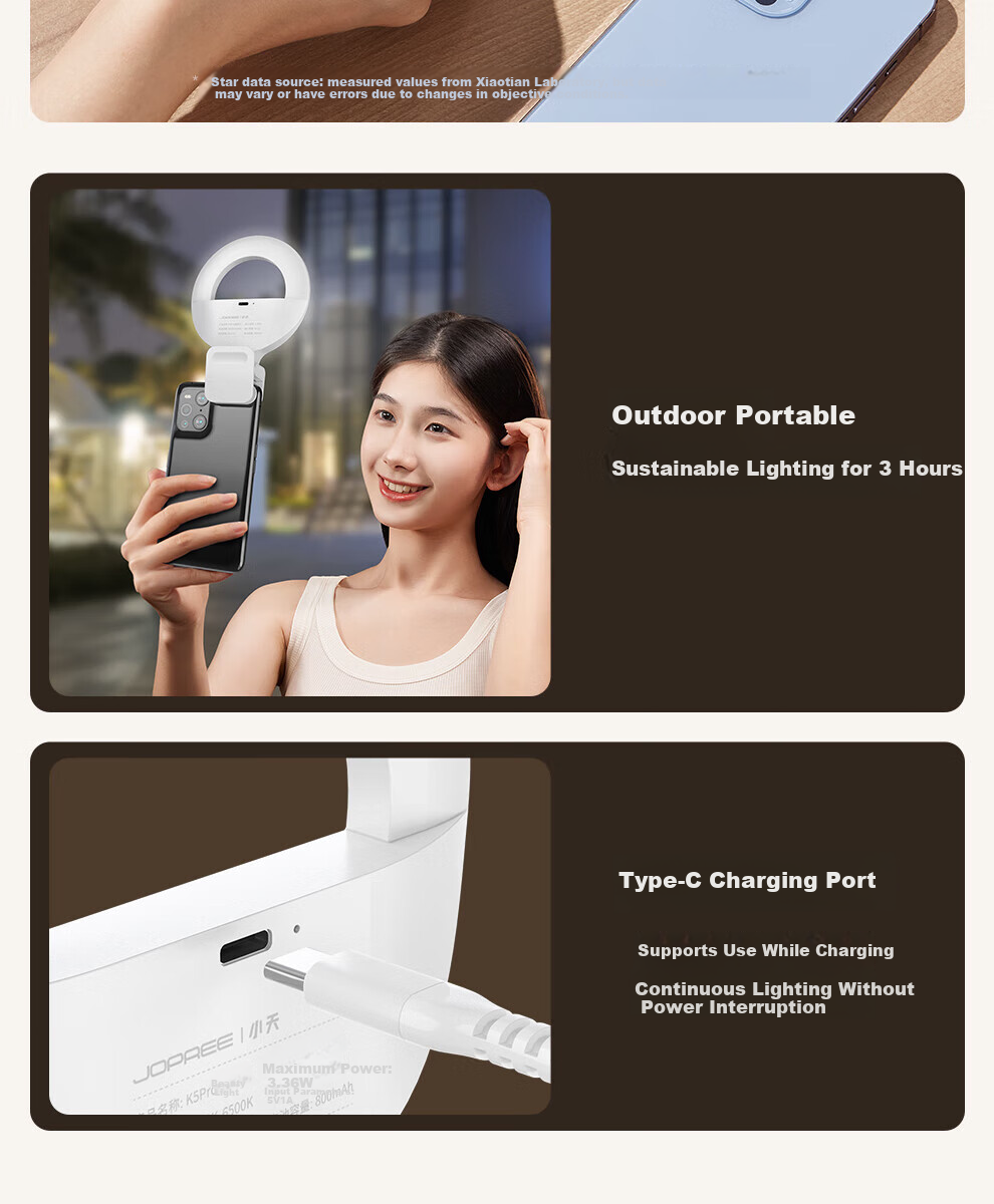 Meiyibo Portable Mobile Phone Fill Light Handheld Selfie Beauty Pocket Lighting Desktop Soft Light Makeup Food Face Outdoor Photo Clip Ring Mini Light 5