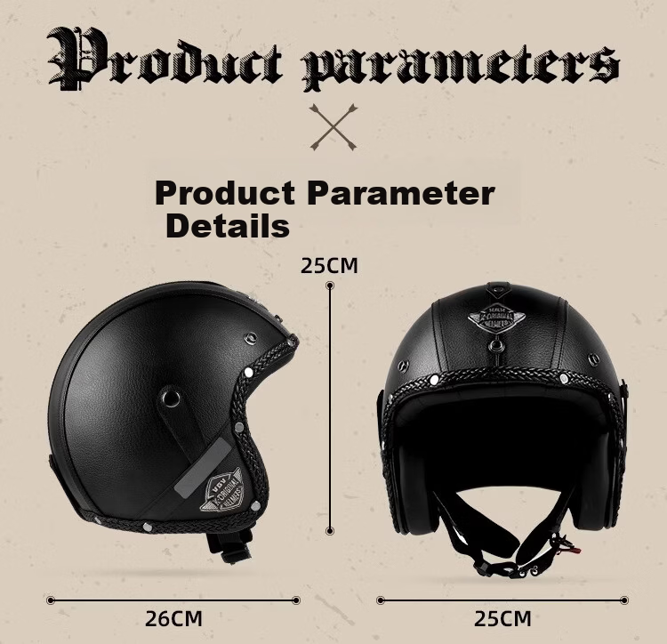 VGV 3C Certified Motorcycle Helmet, Summer Electric Bike Half Helmet, Retro Three-Quarter Helmet, Black And Gray, XL 7