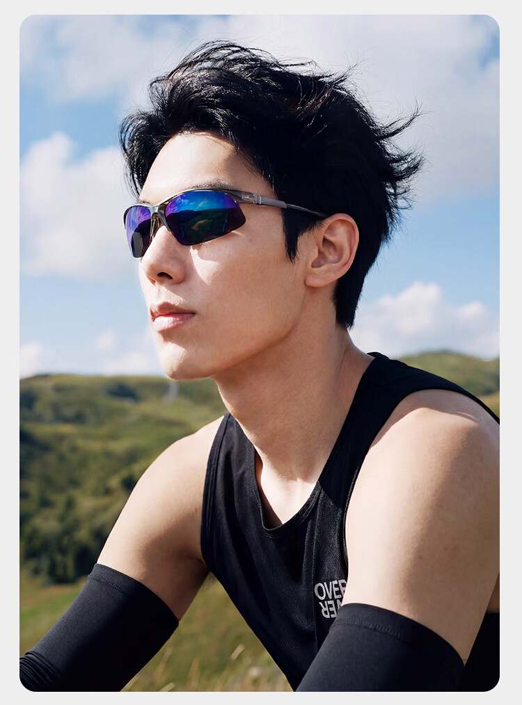 JD Jingzao [Aviator] Lightweight Colorful Cycling Glasses Sports Travel UV Protection Sunglasses Iridescent Blue 5
