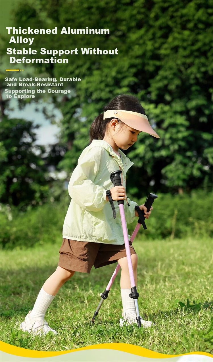 CAMEL Kids Parent-Child Ultralight Telescopic Folding Hiking Trekking Pole Outdoor Anti-Slip Walking Stick Sunshine Yellow 0018 6