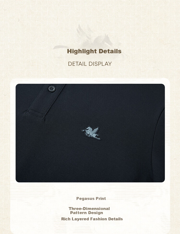 HLA Short-Sleeve Polo Shirt for Men, New Pegasus Print, Cool-Feeling Short Sleeves for Men in Summer 3