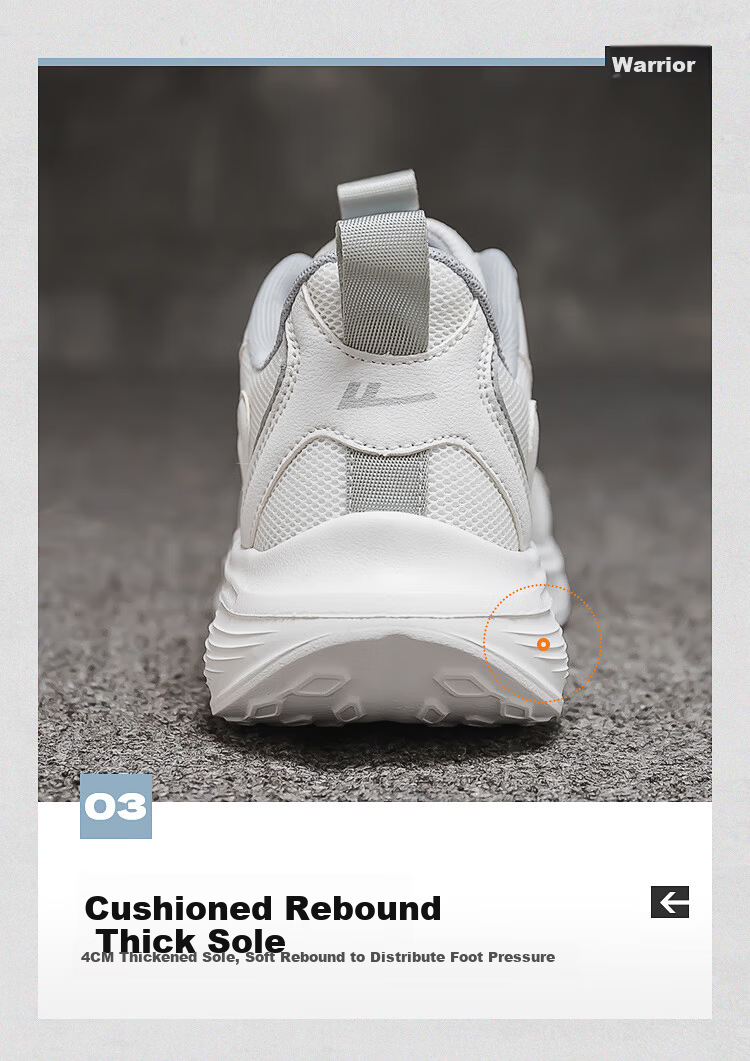 Warrior Official Men's Sports Shoes 2026 Spring New Trendy Thick-Soled Height-Increasing Shoes for Men White Gray Size 40 8