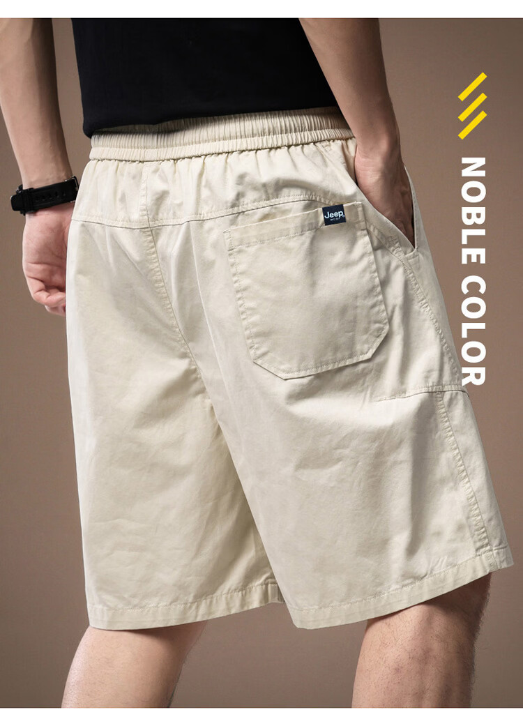 JEEP Men's Summer Cotton Thin Casual Shorts Workwear Five-Point Pants Off-White 3XL 10