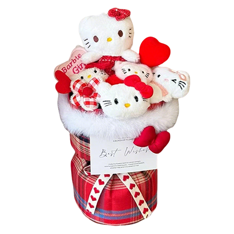 Aishang Bear KT Cat Bouquet Plush Toy Handheld Flower Proposal Children's Day Gift for Girls Birthday Gift for Girlfriend