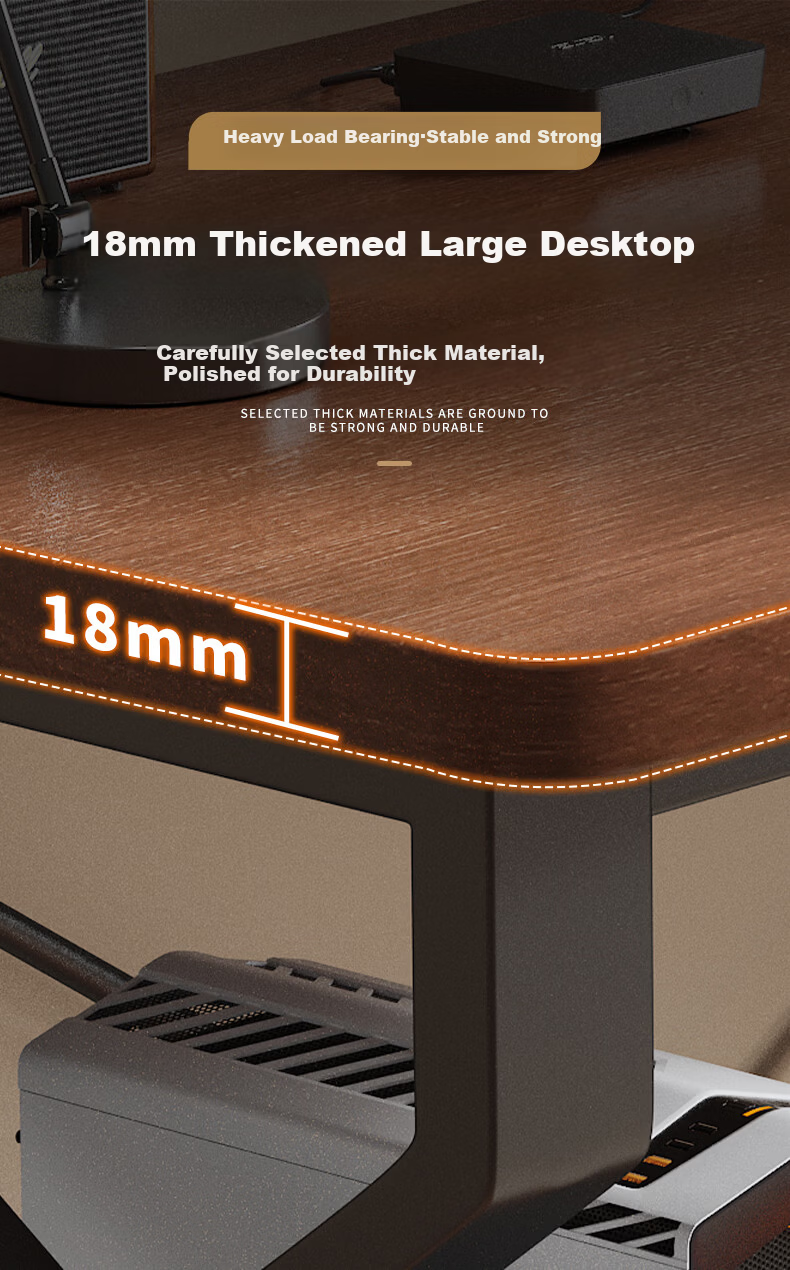 Jingkun Computer Desk Gaming Desk Solid Wood Desktop Study Writing Game Long Table for Home Office 4
