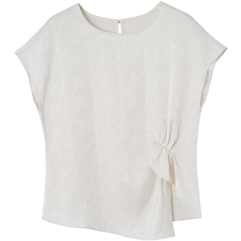 Demana "Cool Elegance" Summer Chinese Style New Satin Jacquard Sleeve Pleated Loose Slim Shirt for Women Premium