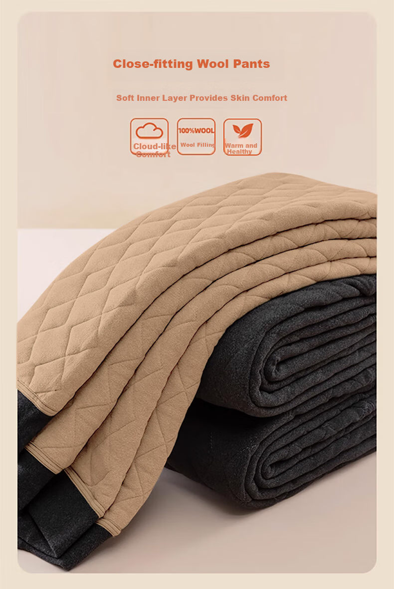 LangSha 100% Wool Thermal Pants for Men [2026 Autumn/Winter New] Thickened Silk Knee Protection Extra Thick Cold-Resistant Cotton Pants 2