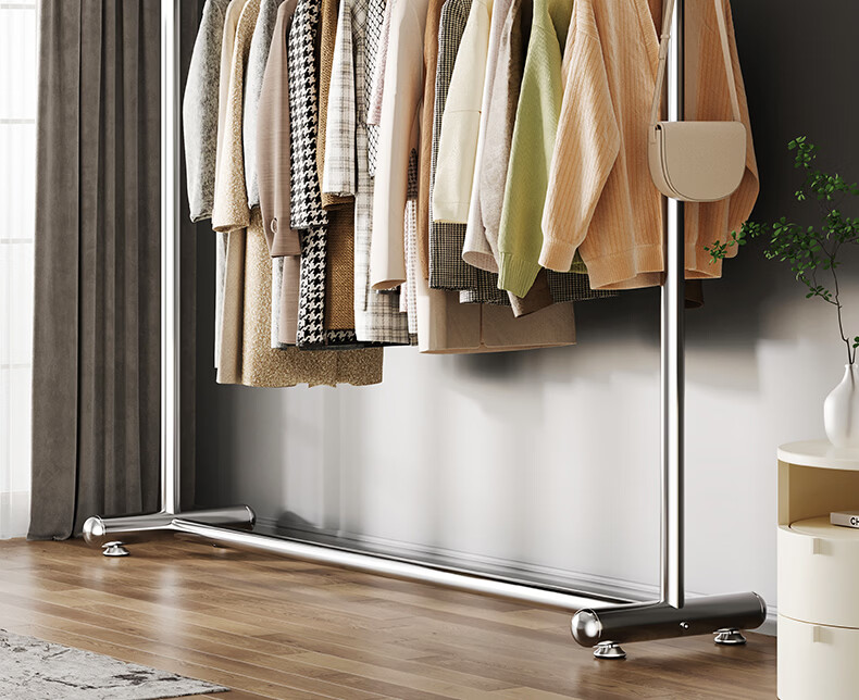 Yicai Nianhua Stainless Steel Floor Clothes Drying Rack Thickened Indoor Hanging Clothes Rod Mobile Balcony Clothes Rack 2858 2