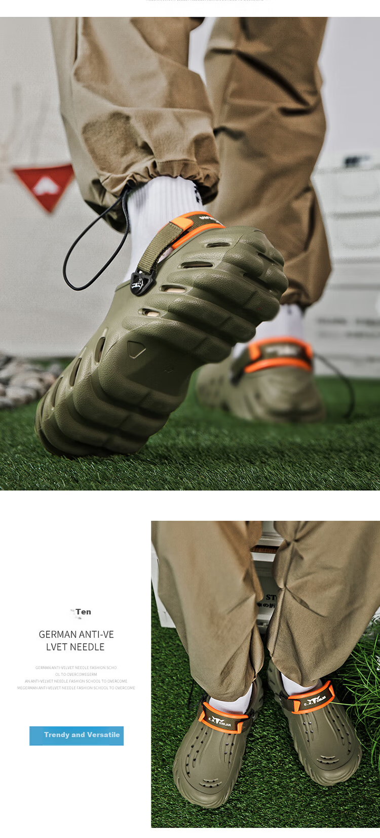 G.N.Shi Jia Perforated Shoes, Comfortable Thick-Soled Summer Sandals, Outdoor Dual-Wear Closed-Toe Beach Shoes for Me 6
